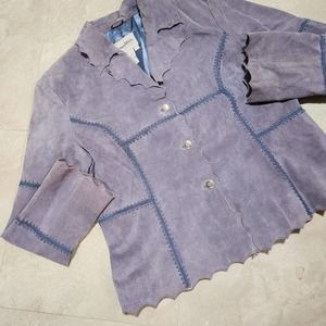 VTG Pamela McCoy Collection Womens L Large Suede Leather Jacket Punk Goth Purple